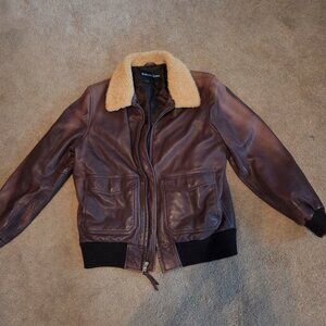 Bullock & Jones Sheepskin Leather Bomber Jacket